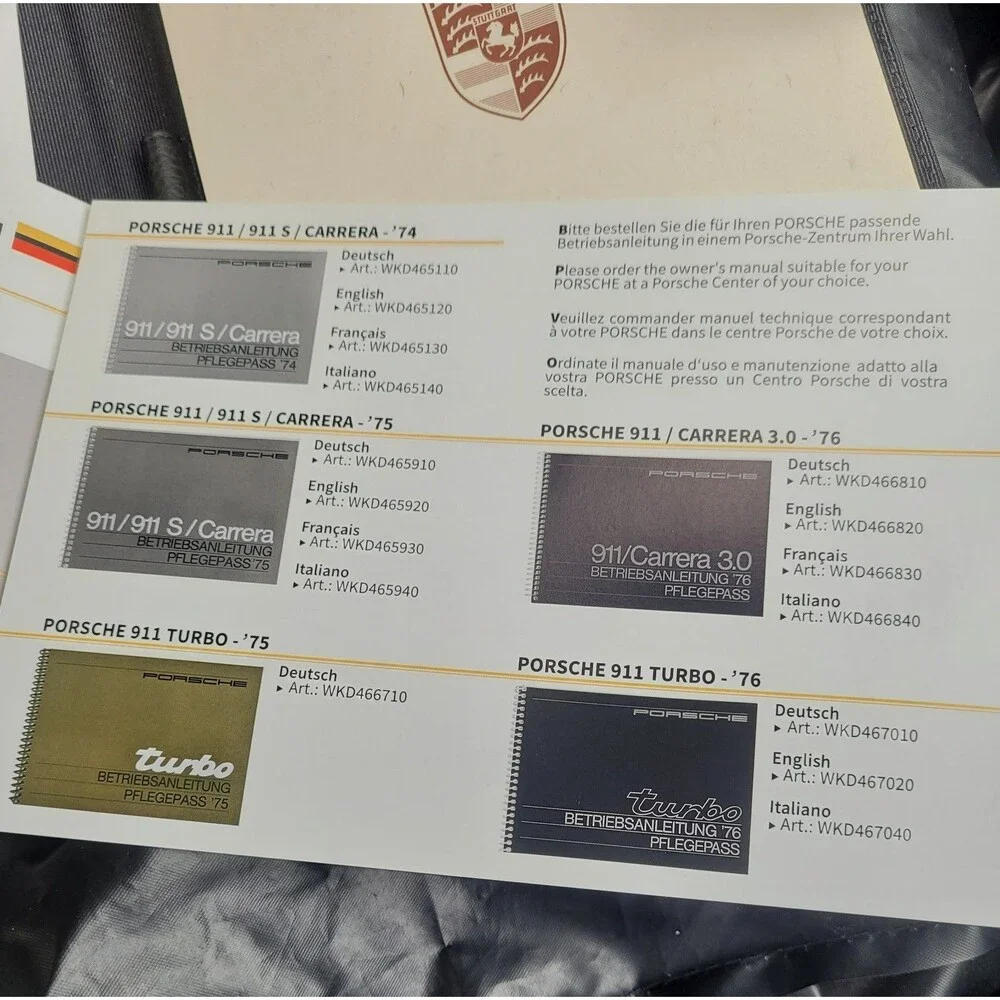 Genuine Porsche Classic Tartan Document Wallet Pouch 1974-1982 911 SC Turbo 930